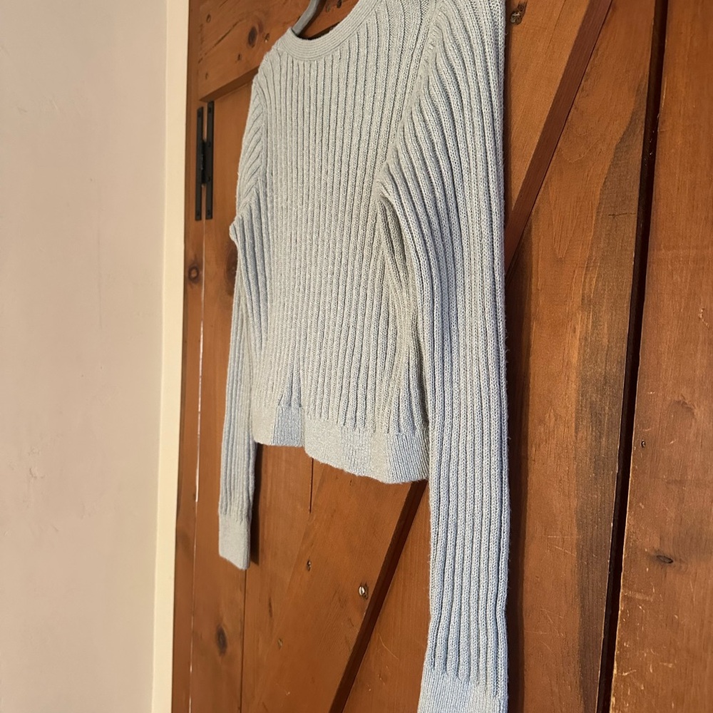 Abercrombie & Fitch Mint Green Cropped Ribbed Cardigan SZ M - Picture 6 of 7